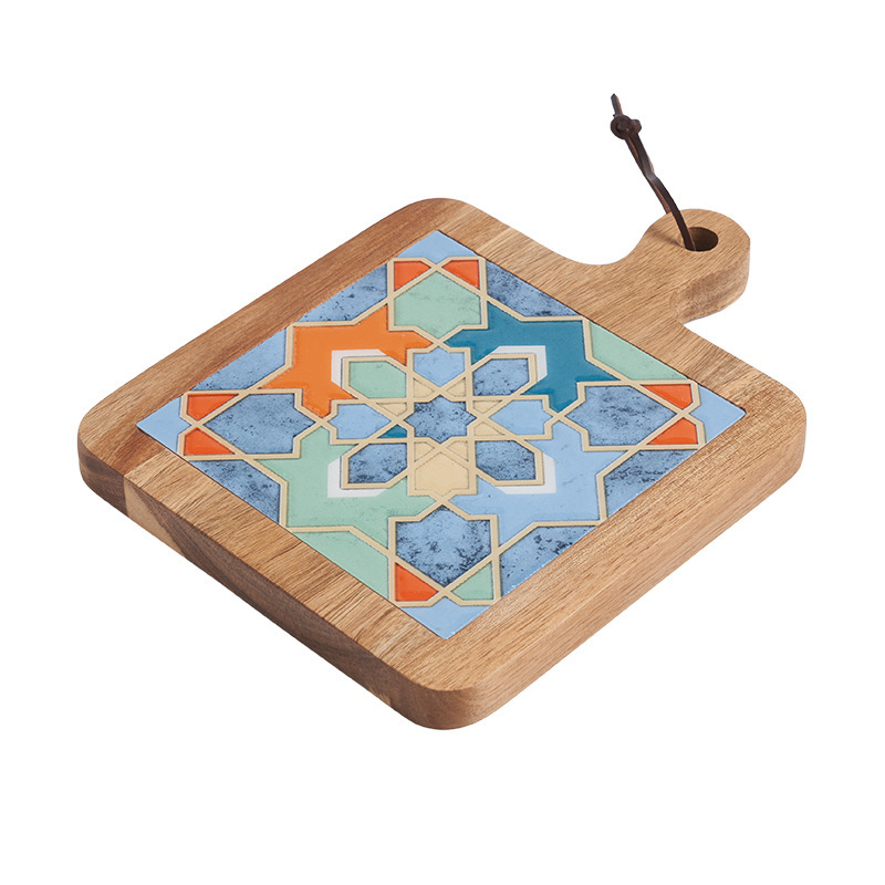 Madera maciza vintage azulejo mantel estera de aislamiento estera de mesa creativa anti-escaldado cazuela estera olla grande japonés nuevo