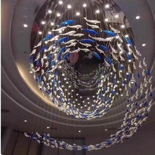 售楼部沙盘艺术鱼群吊灯制定工程大堂水晶灯具商场酒店飞鱼吊灯饰
