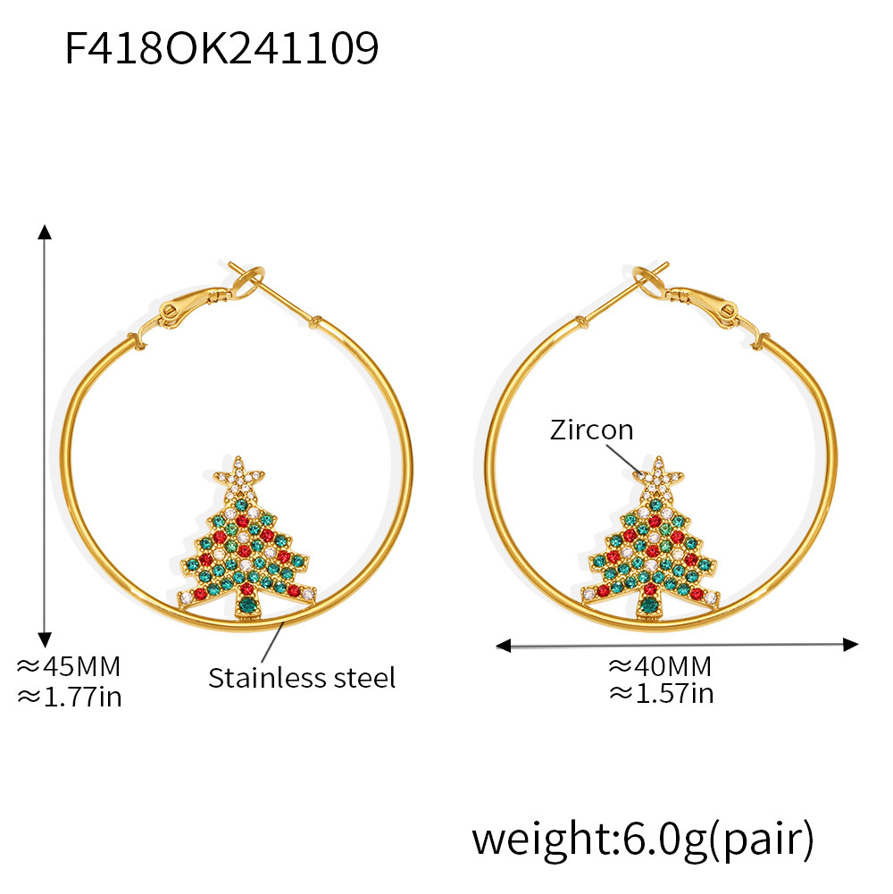 Square Sugar Christmas Zircon Necklace And Earrings Jewelry Set_voghion.com