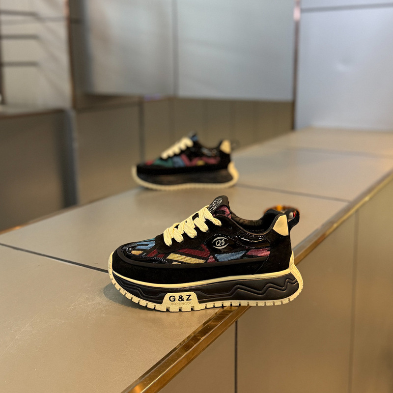 Men's Shoes Spring 2026 New Style Color-Blocking Thick-Soled Casual Versatile Lace-Up Sneakers Versatile Height-Increasing Retro Shoes Men's Shoes Spring 2026 New Style Color-Blocking Thick-Soled Casual Versatile Lace-Up Sneakers Versatile Height-Increasing Retro Shoes