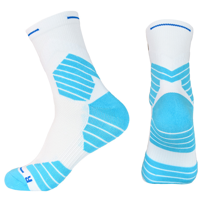 Mid-Tube Basketball Socks for Men, Breathable, Non-Slip, Thickened Towel Bottom, Adult Game Football Socks, Outdoor Running Football Socks