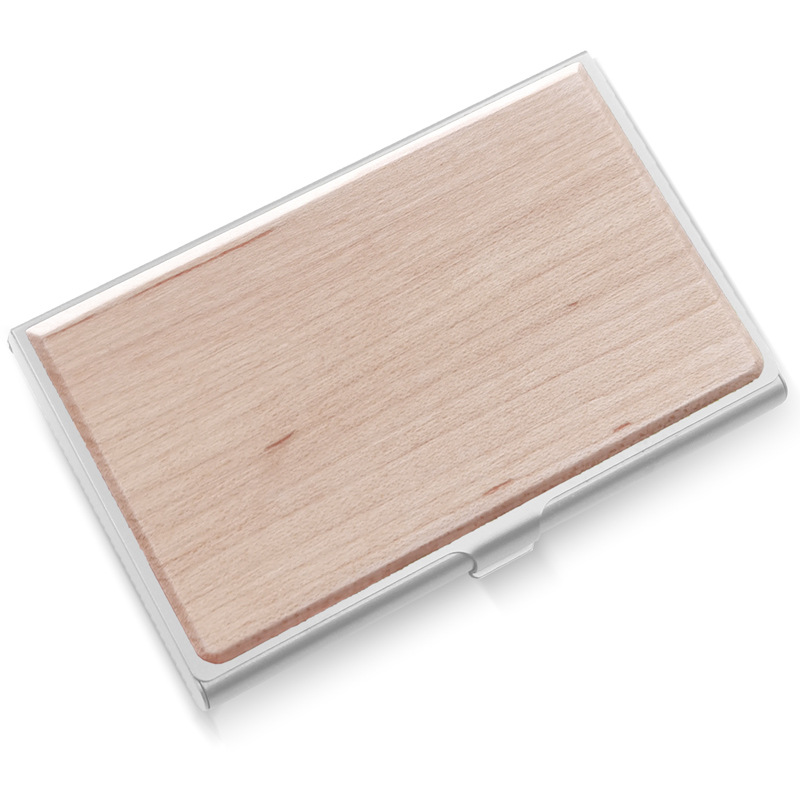 片面貼り無垢材超薄型アルミ合金名刺入れ木目金属名刺入れ赤木カード入れビジネスギフト