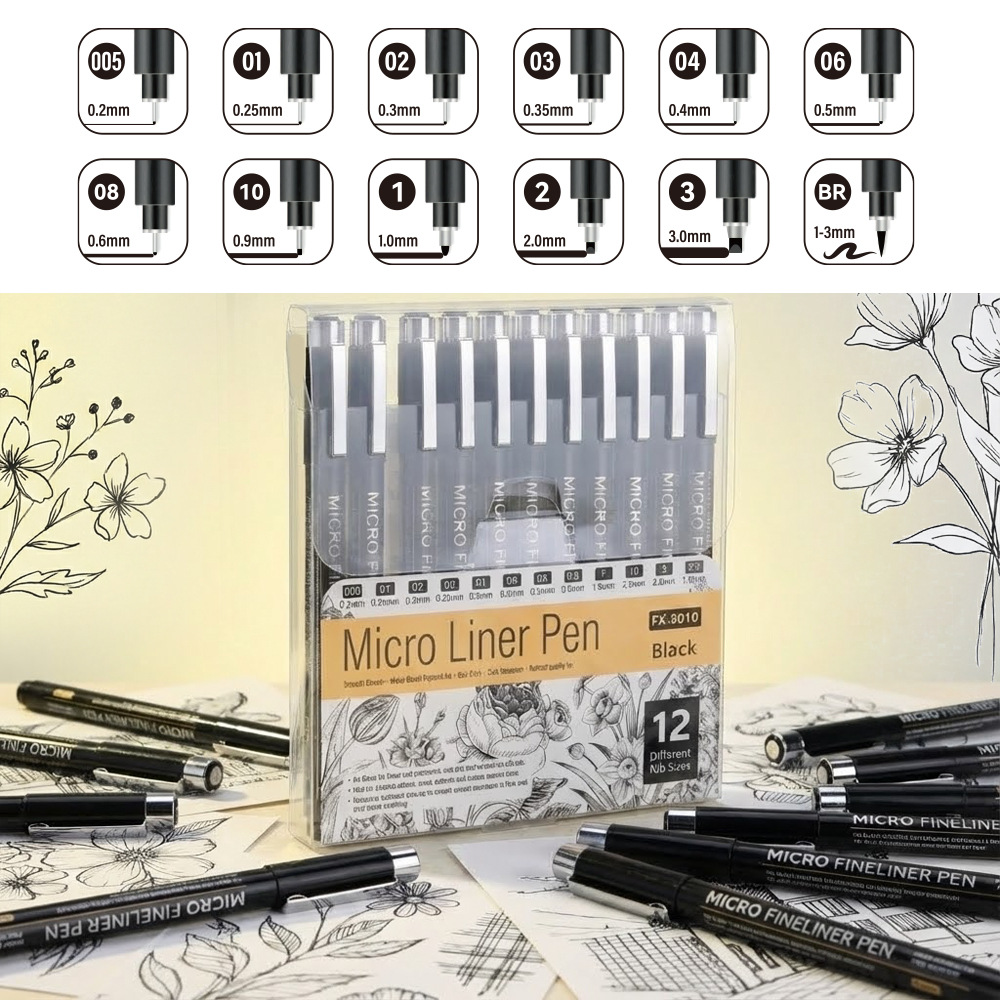 Character Drawing Pen Set 0.5mm Fine Line Pen Art Special Watercolor Waterproof Smudge-Proof Sketching Pen