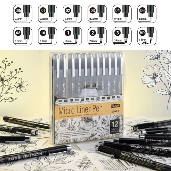 Character Drawing Pen Set 0.5mm Fine Line Pen Art Special Watercolor Waterproof Smudge-Proof Sketching Pen