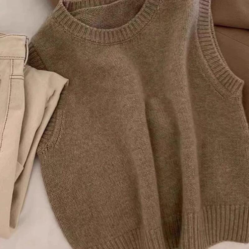 Retro Round Neck Sweater Vest for Women in Autumn and Winter New Style Layered Vest with Sleeveless Top Knitted Waistcoat Vest