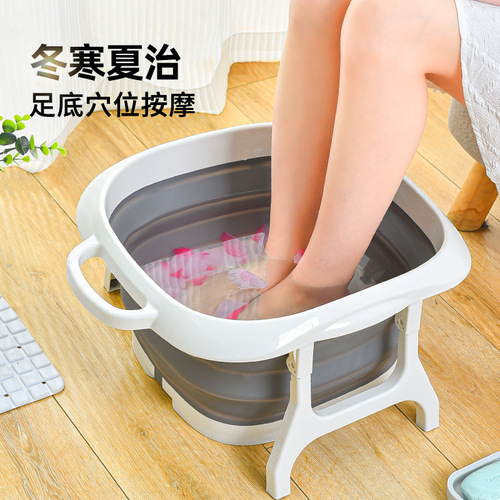 Foldable foot bath tub, calf-length foot basin for health & wellness, massage foot bath with insulation, household and kids' foot-washing basin