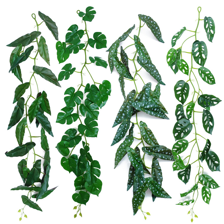 Hoja Verde decorativo ratán tortuga espalda artificial flor vid techo hoja de uva tubo de agua que cubre embellecimiento plástico falso árbol hojas