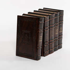 境外搽色皮革保护书套纯手工热压烫金书皮复古变色擦色竹节书壳