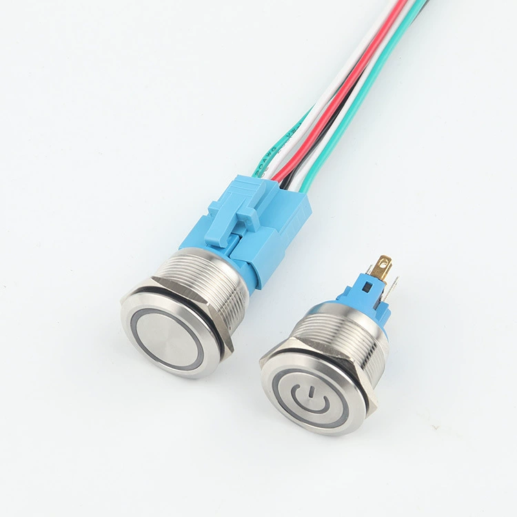 Metal button with light, waterproof switch key, wholesale, 22mm