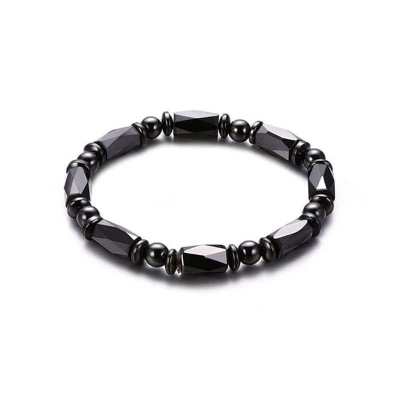 Black gallstone magnetic magnet Bracelet simple beaded Elastic Bracelet Black Beads Magnetic Therapy hand jewelry_voghion.com