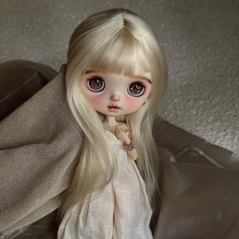 Chunhan/Xiaobu Sister Doll Wig with Bangs, Platinum Long Straight Hair Wig Base, Can Be Trimmed and Modified
