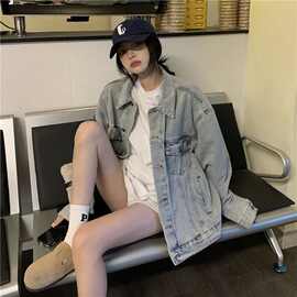 复古牛仔外套女春秋新款宽松百搭慵懒风oversize洋气简约上衣夹克
