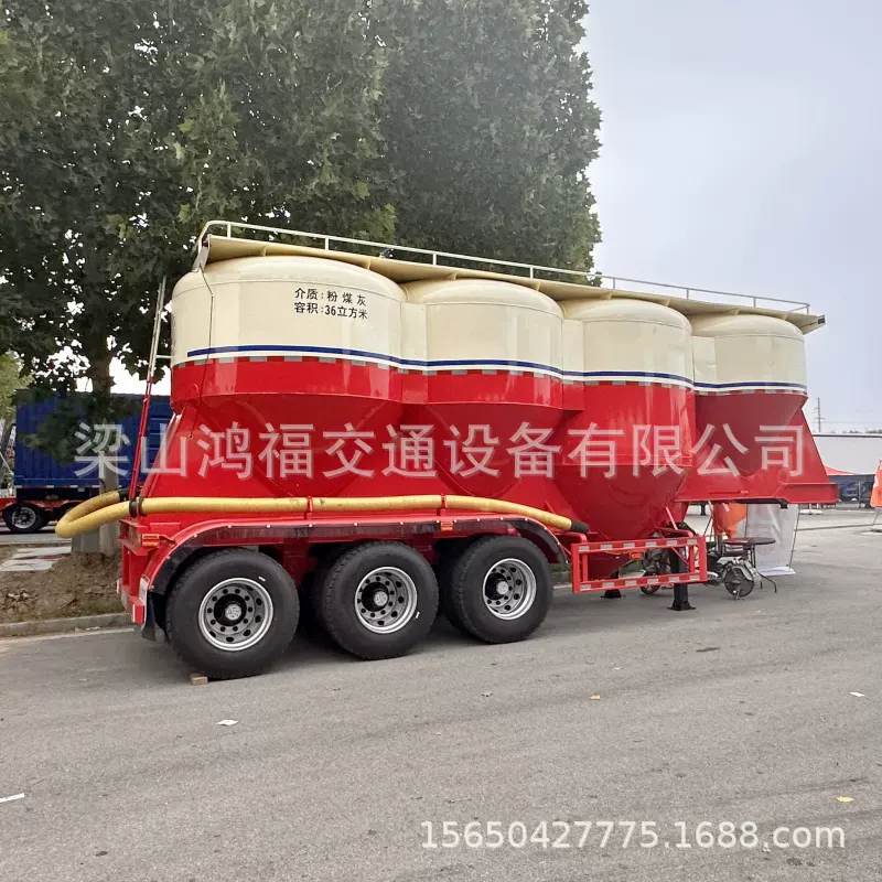 出口罐式后翻自卸半挂车 大立方散装水泥罐车 立式分罐车