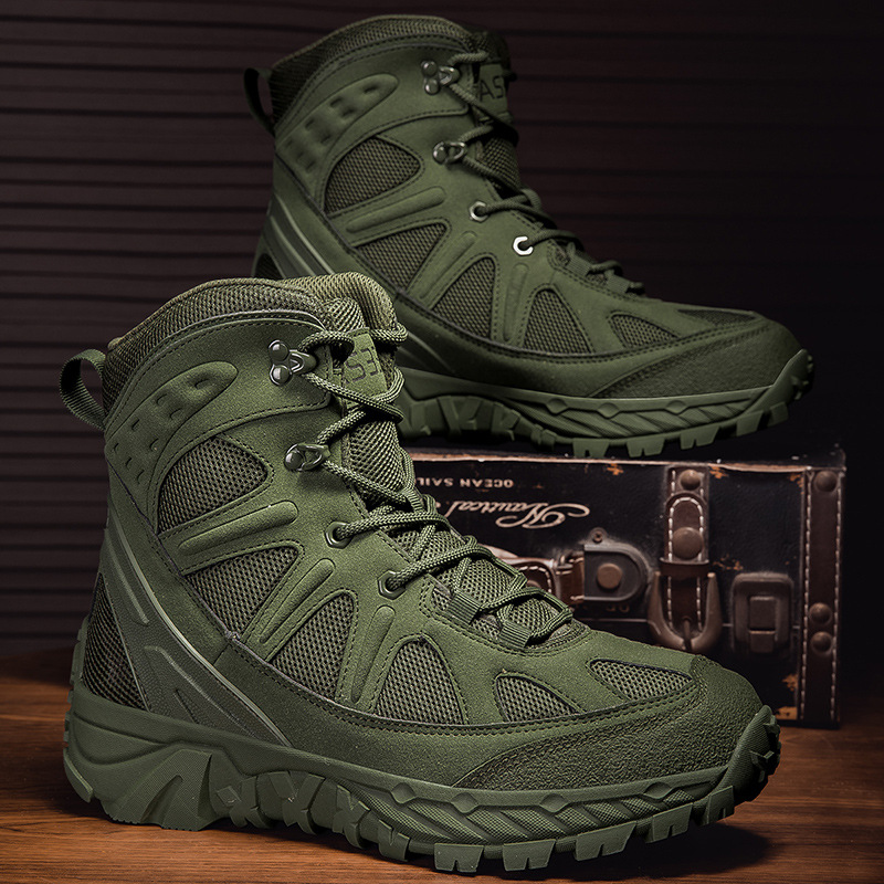 2025 nuevas botas tácticas para hombres gran tamaño transpirable antideslizante al aire libre camping jungle desert sneakers de montaña