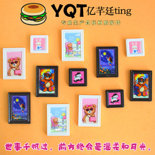 YQT娃娃屋迷你卡通相框微缩场景过家家挂画diy创意冰箱贴树脂配件