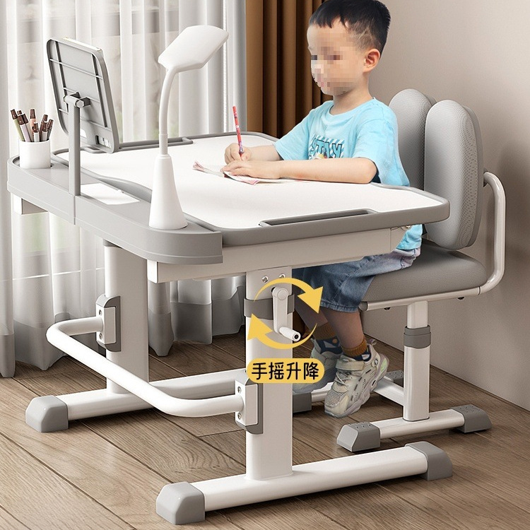 Children's Study Table Desk Home Primary School Student Homework Desk Chair Liftable Writing Desk Set for Children