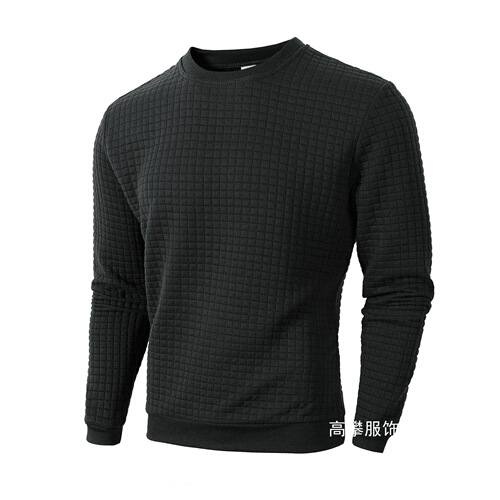 Code Autumn/Winter New Slim Fit Round Neck Long Sleeve Checkered Personality European and American Style Casual Base Shirt for Men Wholesale