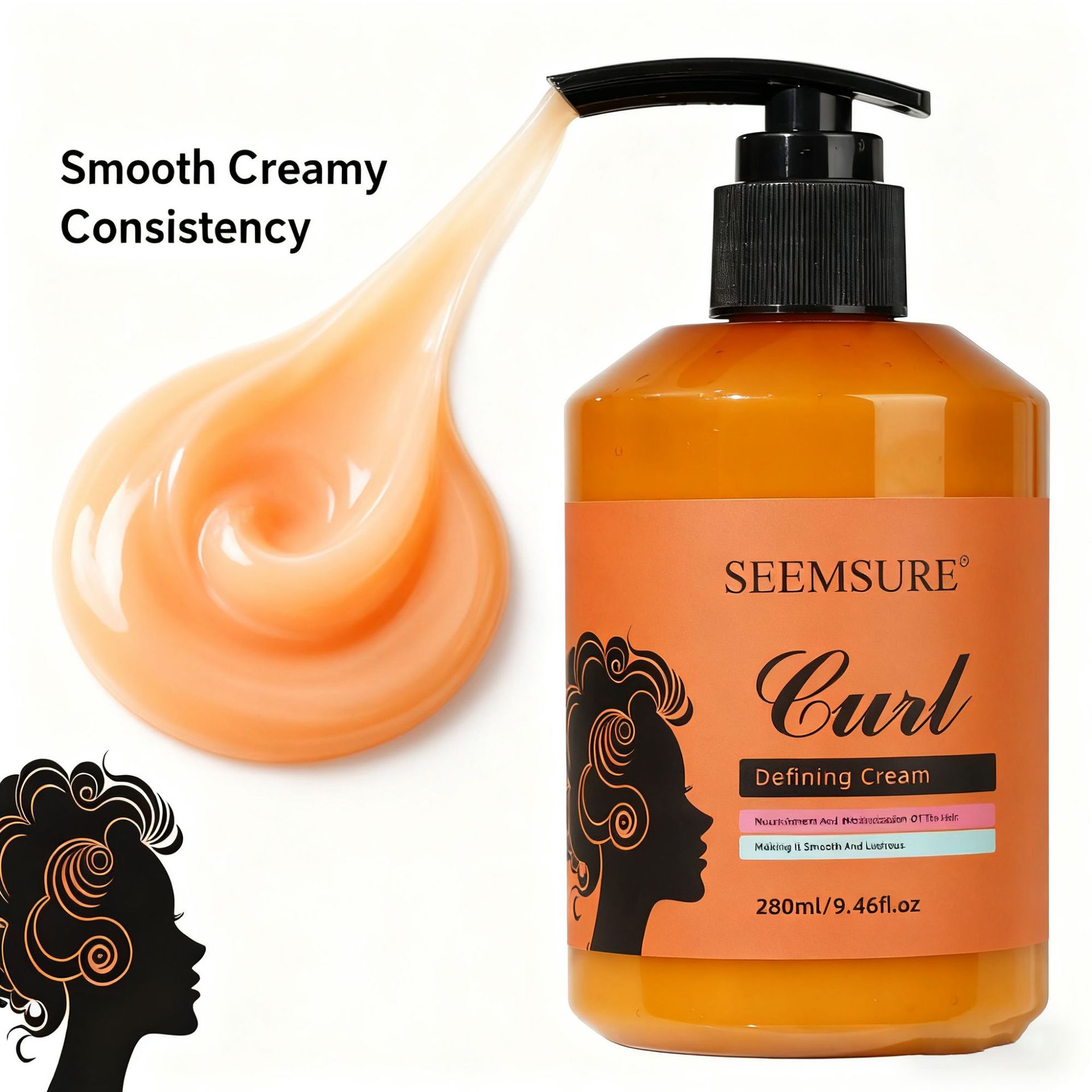 Crema de rizos transfronterizos, crema de rizos humectante de elastina, protector de rizos después de escaldar, modelado, cuidado de cabello humectante, modelado rápido