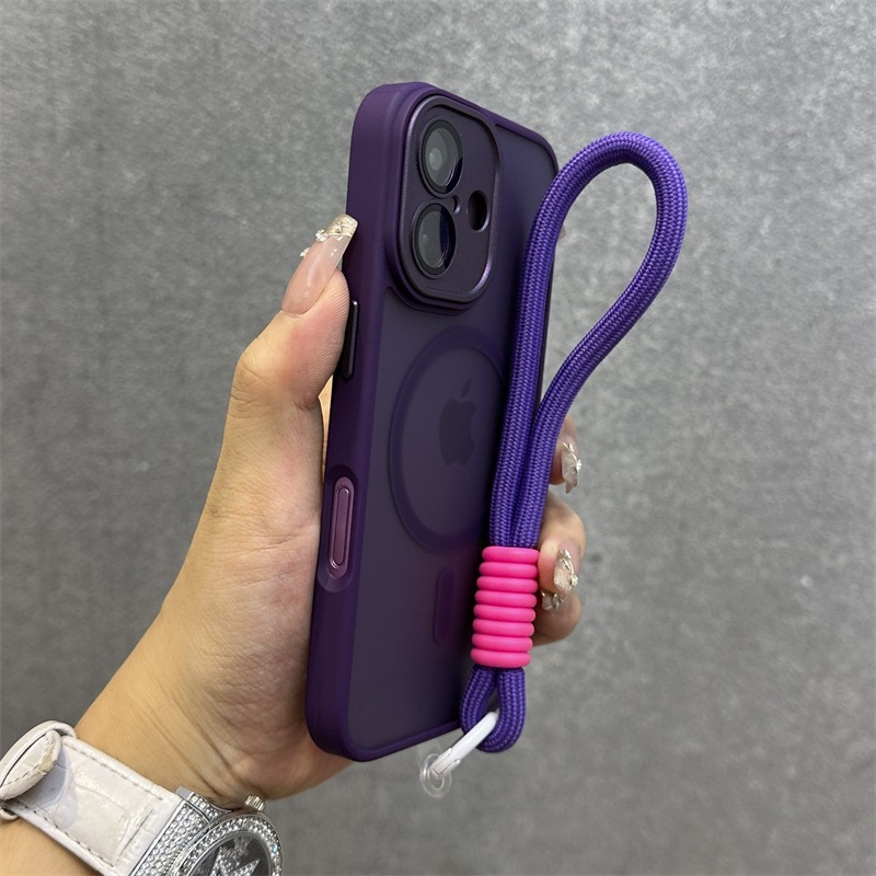 适用苹果17Promax肤感磁吸磨砂手机壳挂绳iPhone16玻璃镜头膜全包|undefined