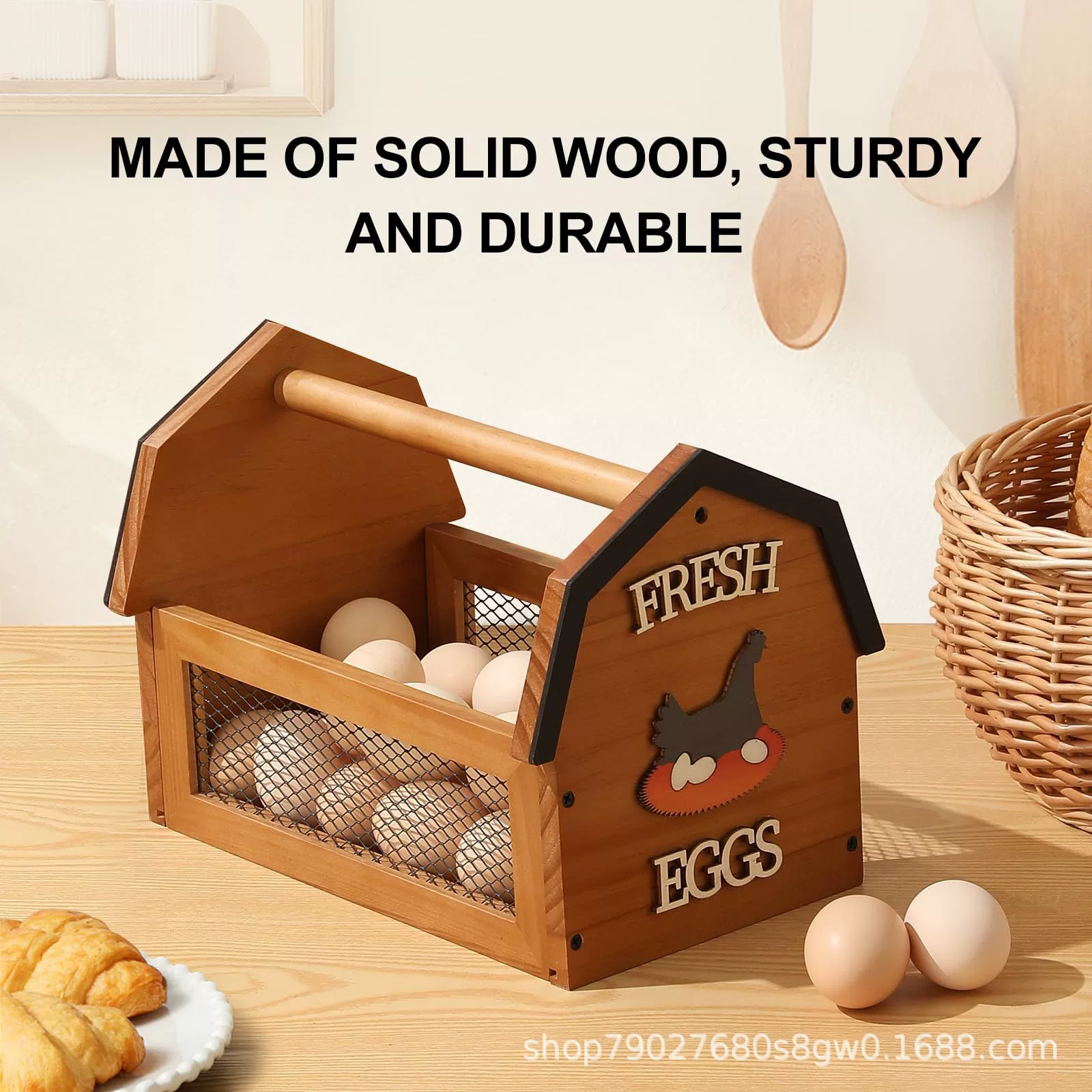 Деревянная корзина для хранения яиц, корзина для сбора свежих яиц на фермерском хозяйстве, портативная корзина для хранения утиных яиц, гусиных яиц, кухонная корзина для яиц