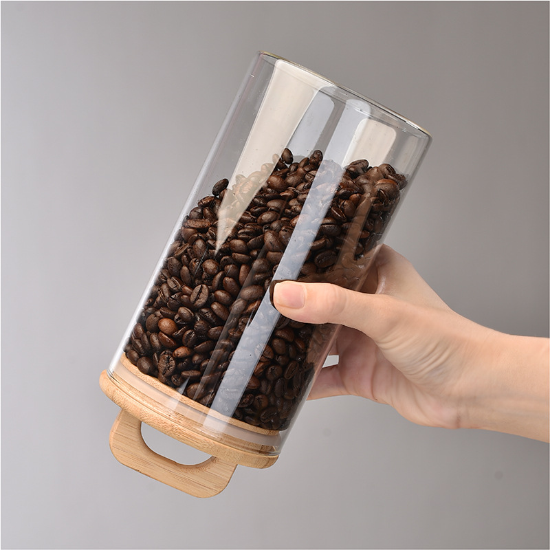 新品手提式玻璃罐批发厨房多功能玻璃罐子制品咖啡豆透明密封罐