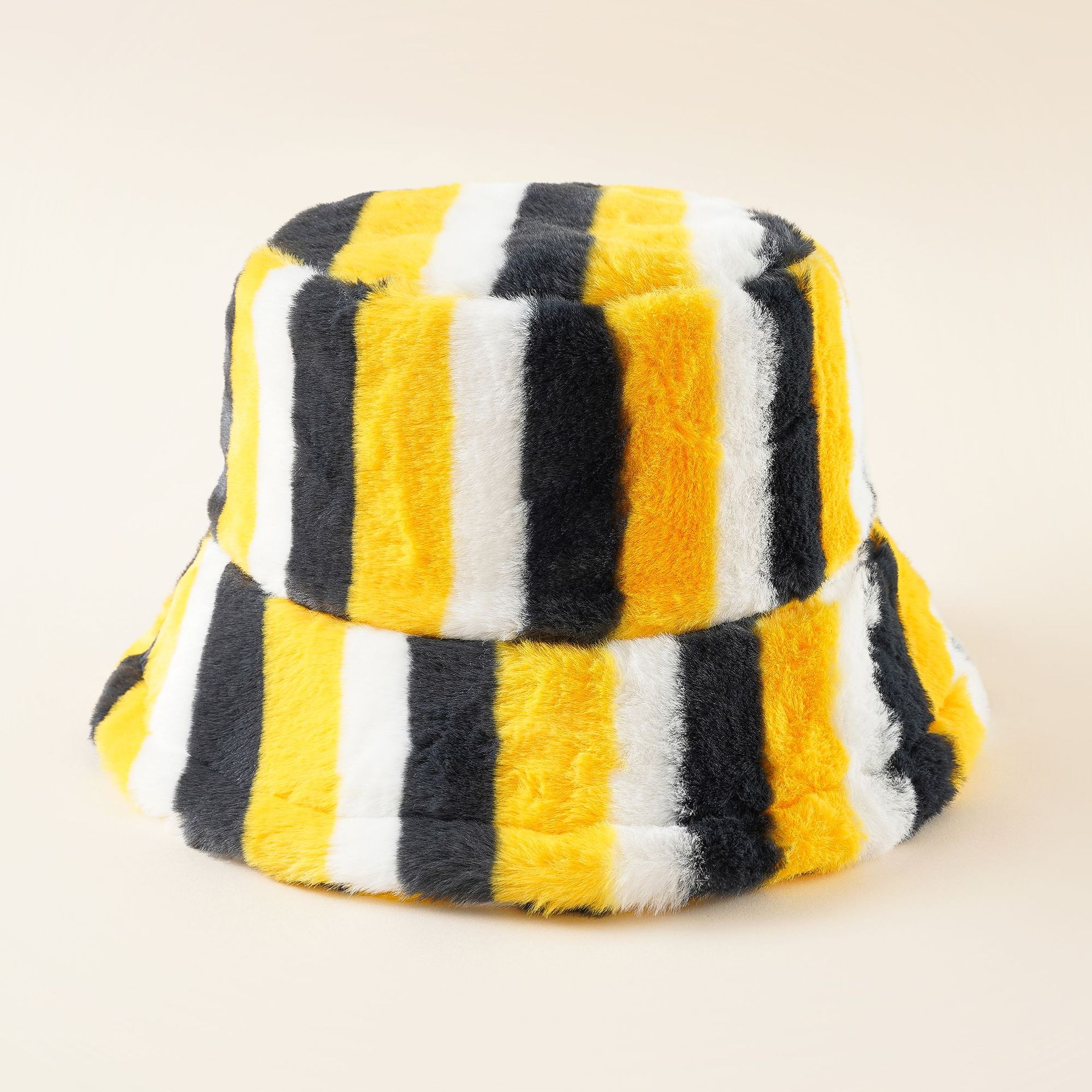 Corea del Sur nuevo engrosado retro rayas cara-cubierta felpa cuenca sombrero para mujeres otoño e invierno estilo coreano a prueba de frío cálido oído protección pescador sombrero