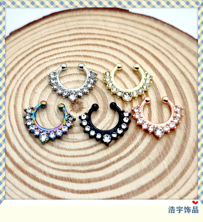 外贸热卖合金襄钻假鼻环 鼻钉穿刺饰品无孔鼻饰鼻夹饰品厂家批发