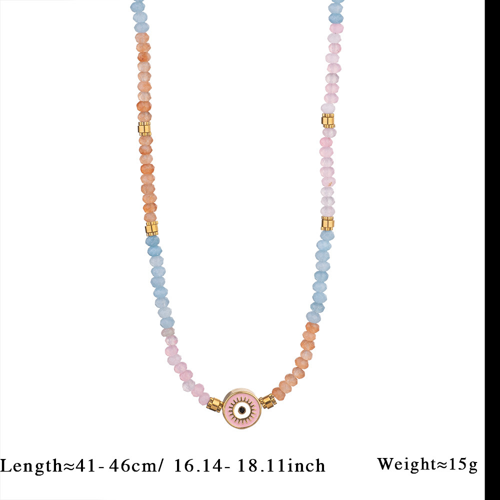 20g Weight Titanium Steel Pendant Material Necklace Classification Natural Stone Chain Material Beaded Chain Chain Type 1 Piece Quantity Holiday, Daily Occasion 304 Stainless Steel, natural stone Material Round Pattern All Seasons Season Women's Gender Vacation, Classic Style Style Vacation Classic Style Round 304 Stainless Steel Natural Stone Beaded Chain Necklace In Bulk 12