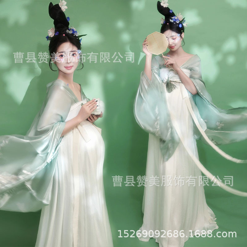 Photo Studio New Pregnant Women Photo Clothing Cute Pregnant Mummy Photo Portrait Retro Gentle Fairy Hanfu Pregnant Women Photo
