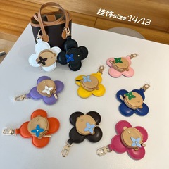 トップ層牛革カラー太陽花キーホルダー耐磨耗革バッグアクセサリー