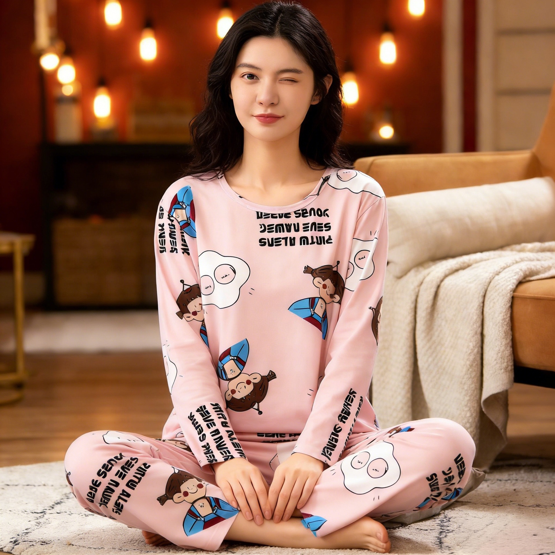 두꺼운 SMX 핑크 여아 롱 세트