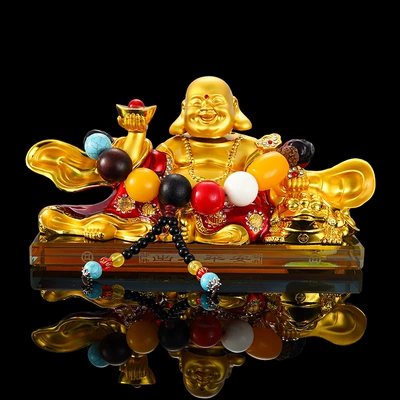 Car ornaments: seat decorations large alloy - crystal-bottom-20128cm900-grams-painted-maitreya-buddha-bodhi-beads