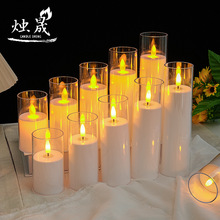 亚克力氛围灯led电子蜡烛闪灯装饰浪漫生日派对小夜灯遥控场景布