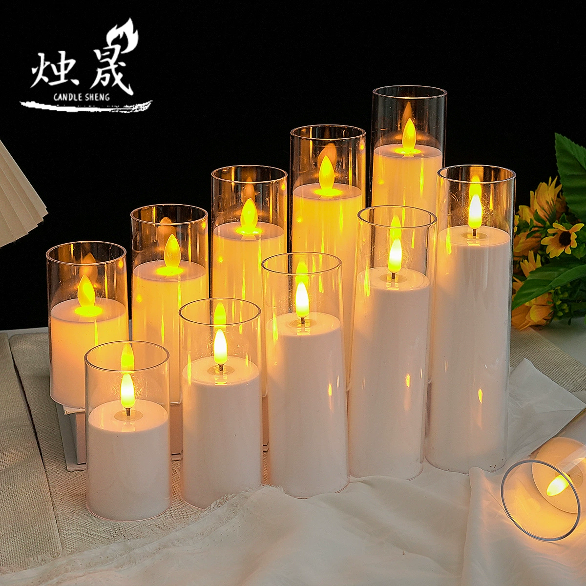 Акриловые светильники с атмосферой светодиодные электронные свечи блески для украшения романтической вечеринки по случаю дня рождения ночной свет пульт дистанционного управления сцены ткани