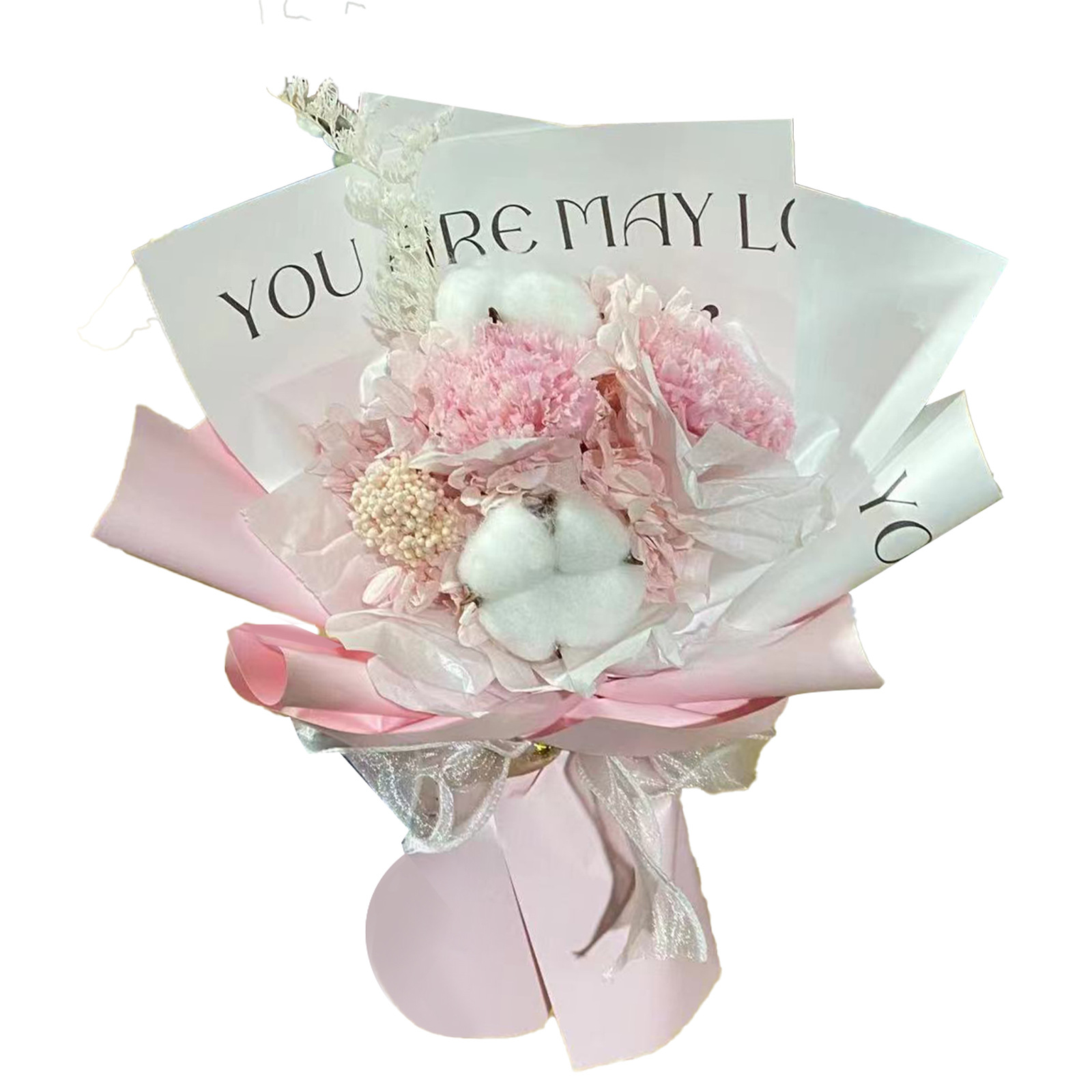 Producto terminado del ramo seco de clavel de flores preservadas con caja de regalo para profesores, madres y ancianos regalo de ramo inmortal de alta gama