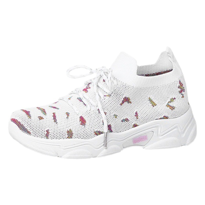 Zapatos blancos para mujer ins trbottomy primavera 2025, zapatos deportivos blancos informales transpirables y versátiles de suela gruesa para mujer, envío directo de una pieza