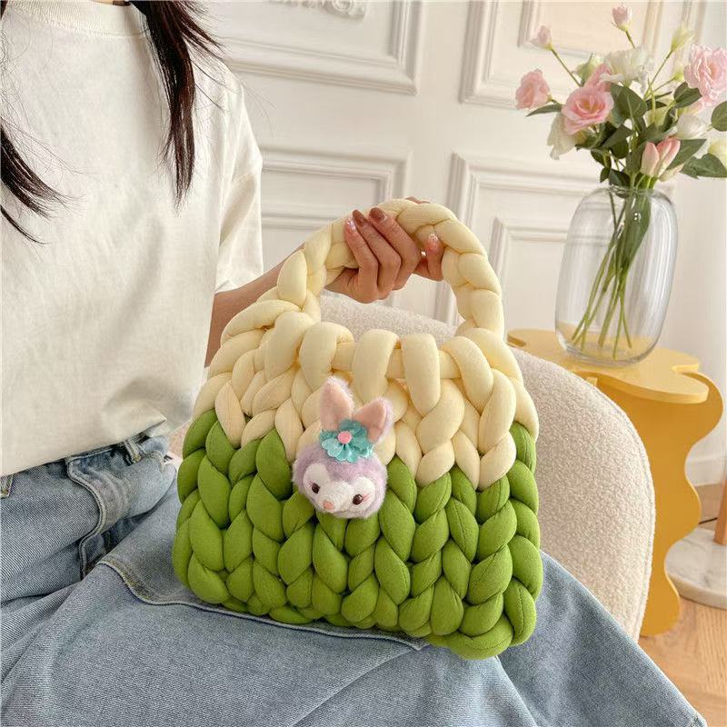 Nuevo coreano casero islandés lana trenzada DIY material bolsa de lana ultra gruesa moda tela de lana tejida a mano bolsa de mano