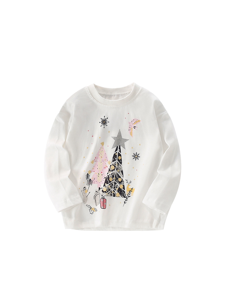 Malwee camiseta de niñas otoño y invierno nueva camiseta europea y americana para niños de cuello redondo de manga larga para niños vestidos con camisas de aire exterior