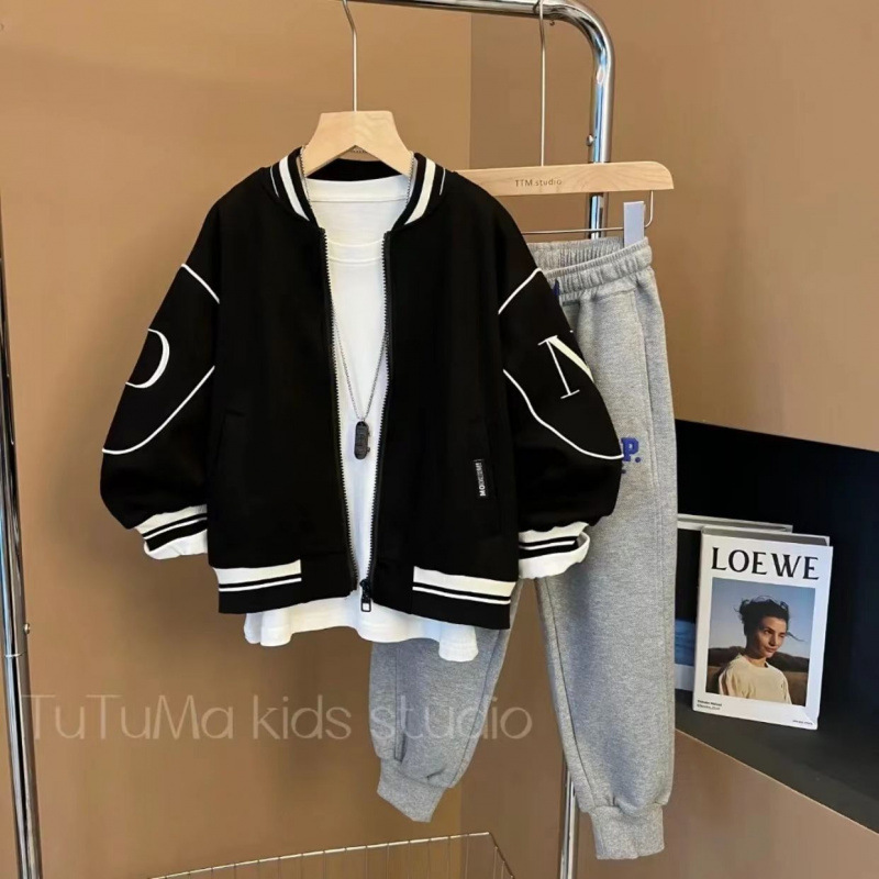 어린이 옷 소년 봄과 가을 코트 새로운 스타일 중대형 어린이 유행 잘 생긴 봄 옷 소년 캐주얼 야구 옷