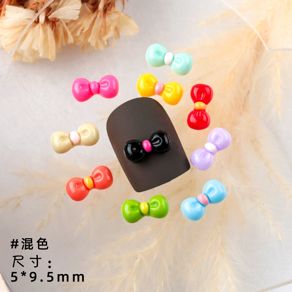 Hot black kitty series nail art bowknot resina joyería verano dulce pajarita accesorios para uñas