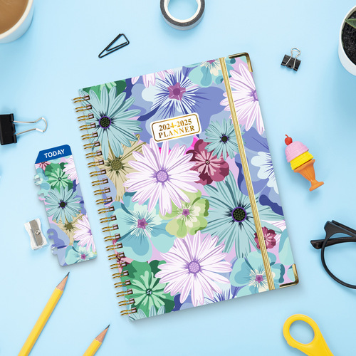 Cross-border Amazon 2024-2025 English Notepad A5 Metal Coil Notebook Weekly Planner