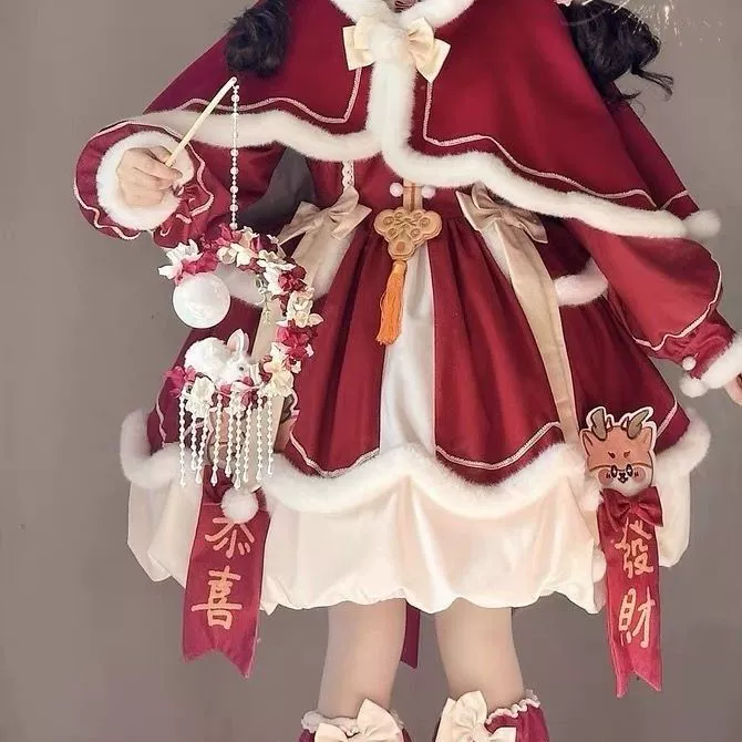 Подлинный дизайн красный длинный рукав, комплект, стильLolita
