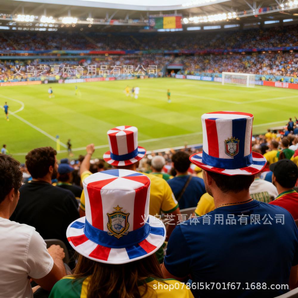 Copa del Mundo Nueva impresión digital de sombreros de poliéster fanáticos de fútbol suministros de sombreros de apoyo