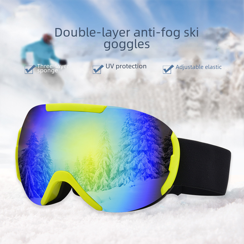 Ski goggles Large spherical double layer anti-fog outdoor goggles snowproof goggles for men and women mountaineering goggles_voghion.com