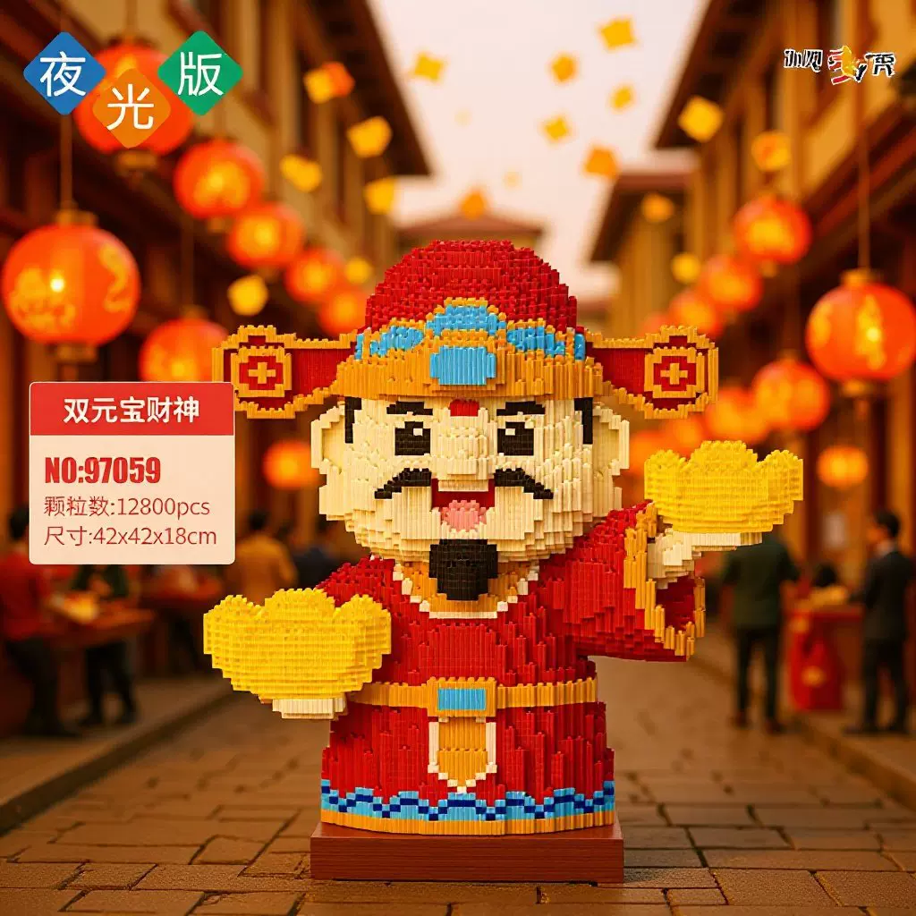 兼容乐高积木超大财神爷积木成人高难度益智拼装玩具新年礼物摆件