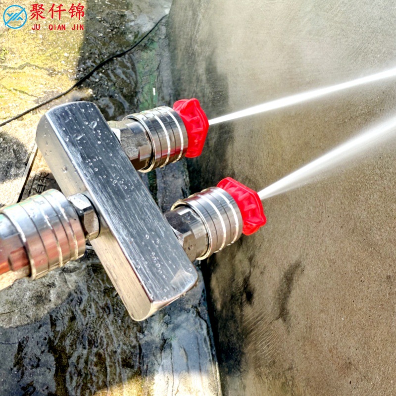 High-Pressure Washer Water Gun with Dual Spray Heads, One-To-Two Quick Connector, Dual Stainless Steel 1/4 Inch Spray Heads for Car Washing