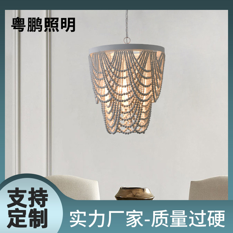 Bedroom B&B Clothing Store Personalized Lamps American Country Bohemian Style Wooden Bead Chandelier Living Room Dining Room