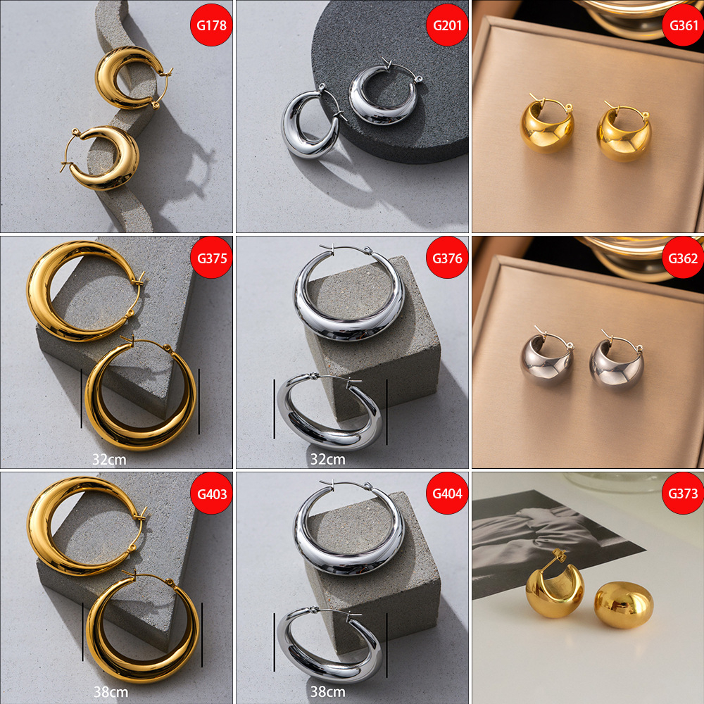 Real Gold Plated Plating Material Pearl, Zircon Inlay Material PVD Coated Real Gold Plated Geometric Titanium Steel Casual Simple Style Waterproof Non Tarnish Ear Cuffs Earrings Ear Studs