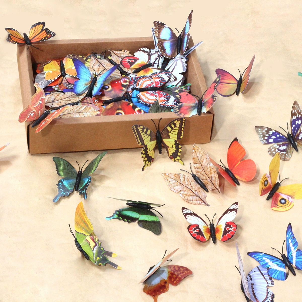 Однослойный 6 см 8 см высокая имитация бабочка Ретро стиль украшения стены ins стиль Праздничная Вечеринка макет ПВХ пластик