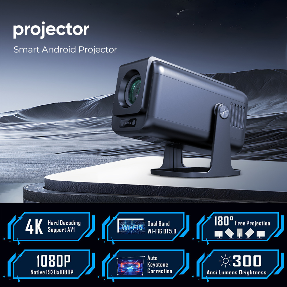 New V1 Projector 1080P HD 4K Android Wireless Same Screen HY500 Projector Home Outdoor Portable